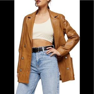 Topshop Leather Boyfriend Blazer Jacket